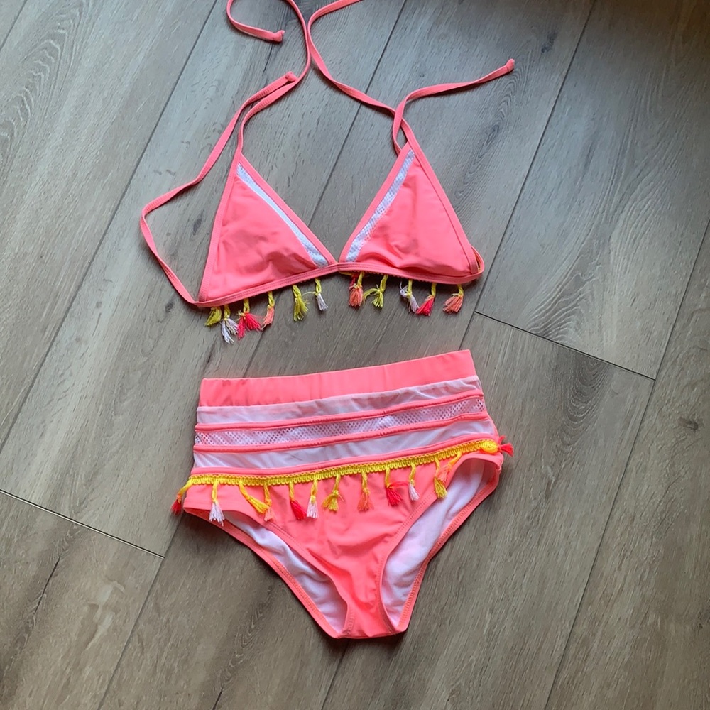 Coral high waist bikini